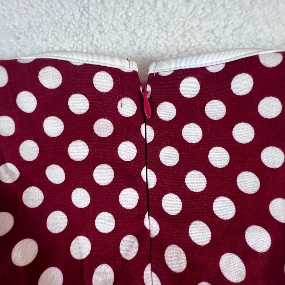 Red White Polka Dot Retro Pin Up Dress Fit Flare Bow Size Large NWT MIUSOL - Picture 10 of 11
